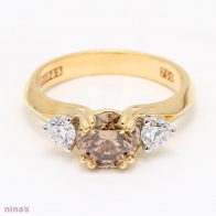 Yellowish brown diamond Kaleidoscope three stone ring