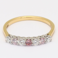 Rosalina seven stone white and Argyle pink diamond ring