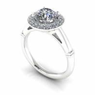 Eternal Flame cathedral halo diamond engagement ring