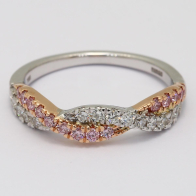 Rome White and Argyle Pink Diamond Woven Ring