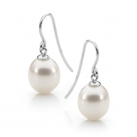 Micah white pearl drop hook earrings