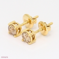 Sparkling 0.75ct champagne diamond stud earrings