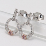 Celeste Argyle Pink and White Diamond Circle Earrings