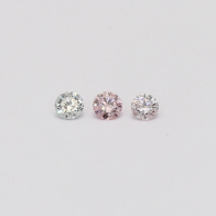 0.14 Total carat trio of round cut 6-7 P/PP Argyle pink and BL1 Argyle blue diamonds