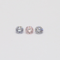 0.15 Total carat trio of round cut 6PR Argyle pink and BL2 Argyle blue diamonds