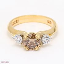 Yellowish brown diamond Kaleidoscope three stone ring