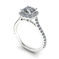 Swanson cathedral square halo diamond engagement ring