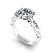 Hyacinth vintage inspired halo diamond engagement ring