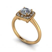 Camellia square halo diamond engagement ring