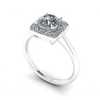 Camellia square halo diamond engagement ring