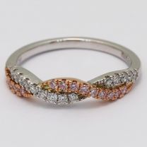 Rome White and Argyle Pink Diamond Woven Ring