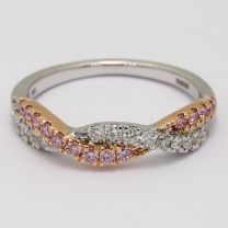 Rome White and Argyle Pink Diamond Woven Ring