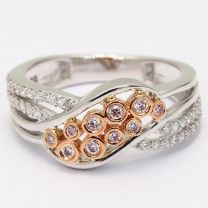 Shimmer Argyle Pink and White Diamond Bubble Dress Ring