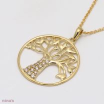 Abundance champagne diamond tree of life necklace