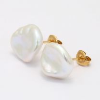 Clara White Baroque Fresh Water Pearl Stud Earrings