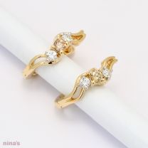 Tiana champagne and white diamond huggie earrings