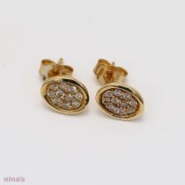 Elisa champagne diamond oval cluster stud earrings