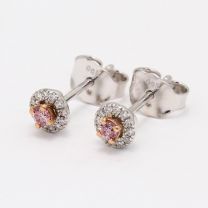 Rouge Argyle Pink and White Diamond Halo Stud Earrings