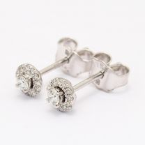 Rouge White Diamond Halo Stud Earrings