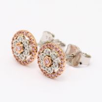 Julietta White And Argyle Pink Diamond Floral Halo Earrings